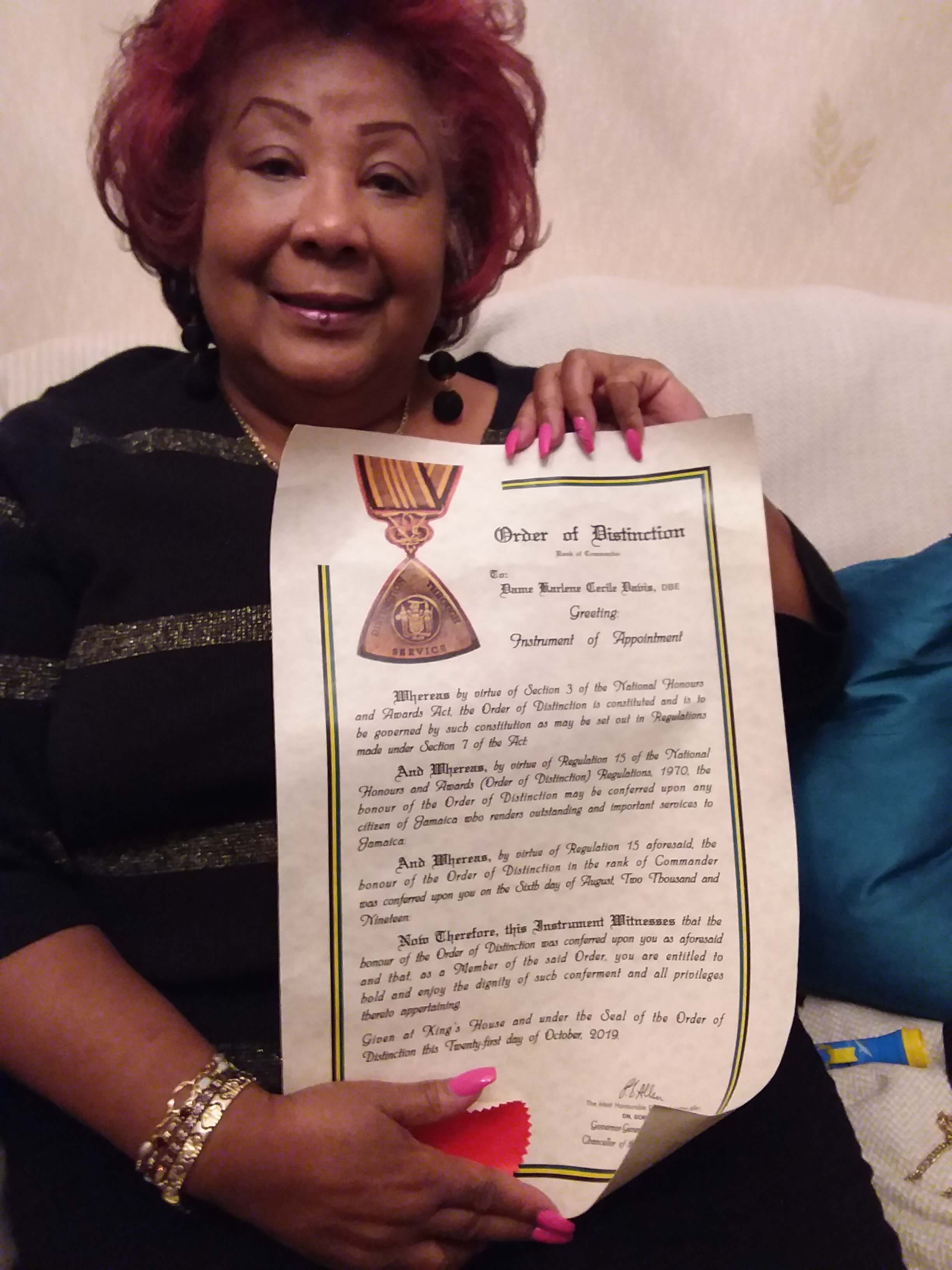 Patron on receipt of an Order of Distinction